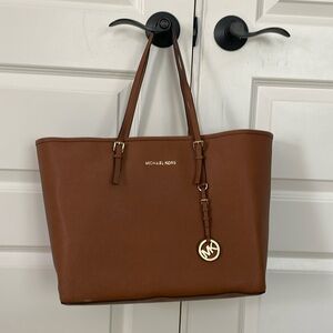 Michael Kors saffiano brown leather tote bag